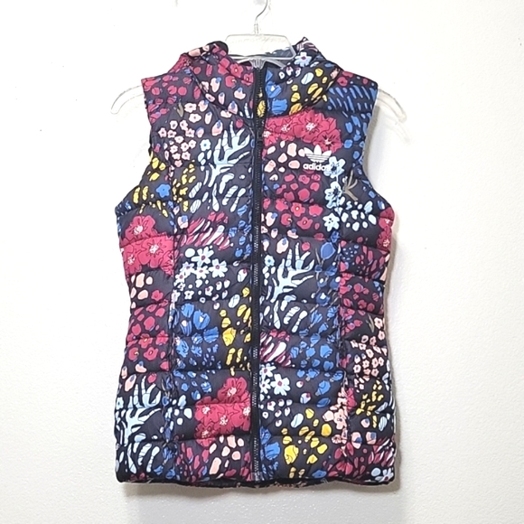 Adidas Original AOP hooded quilted puffer vest vibrant, colorful women's size XS - Picture 13 of 13